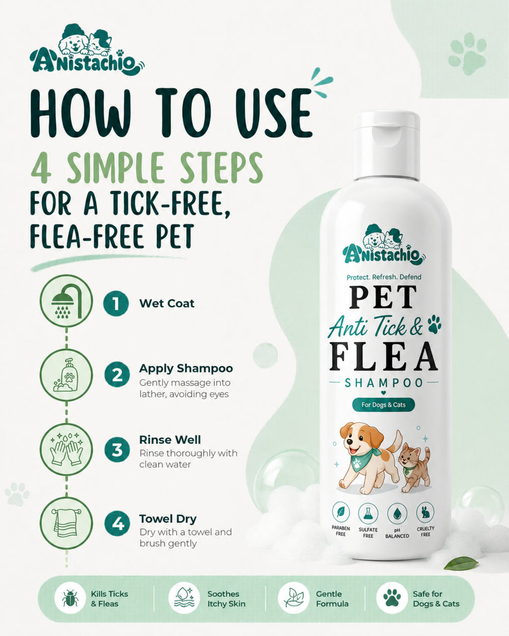 anistachio anti tick flea shampoo usage dogs cats monsoon india