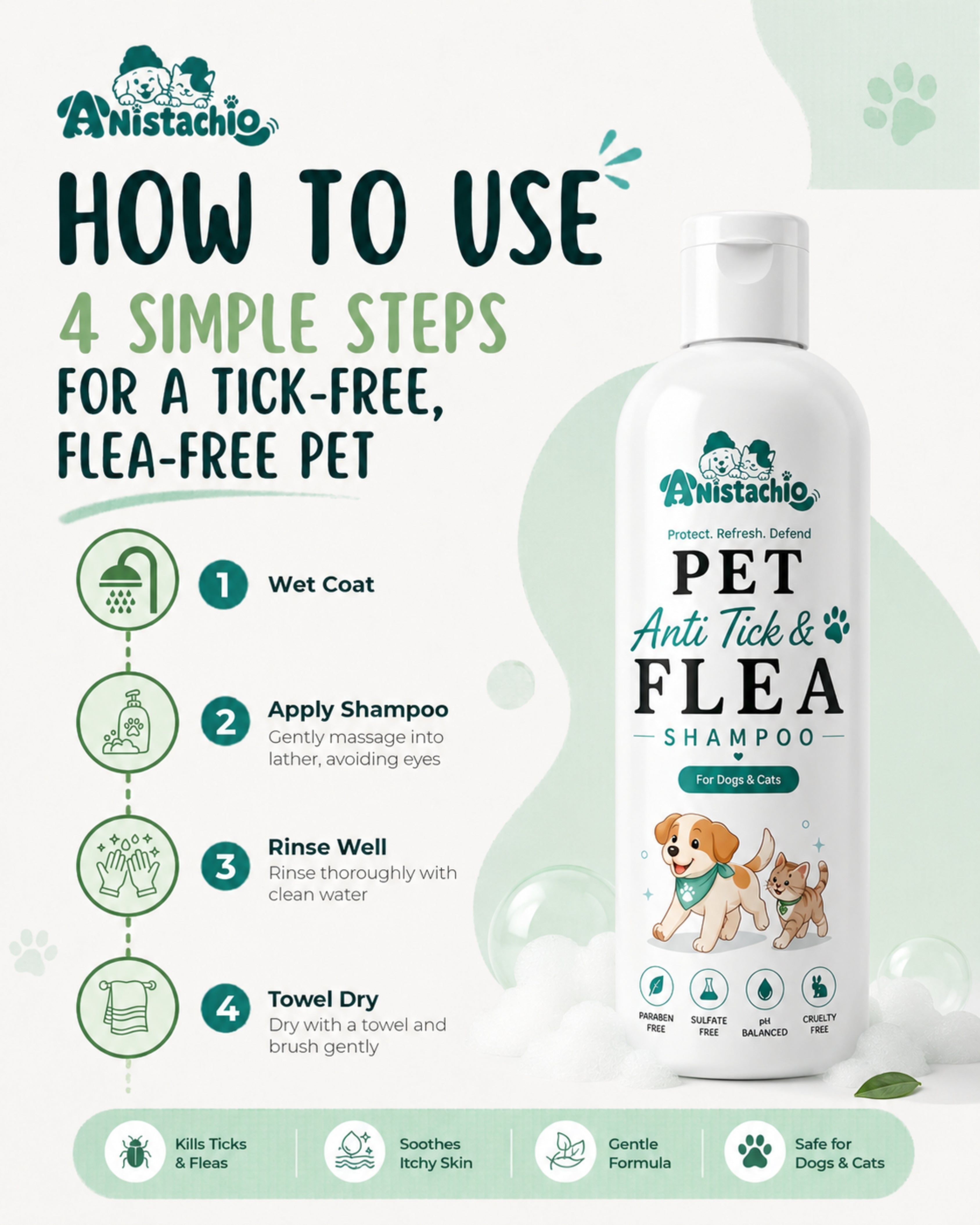 anistachio anti tick flea shampoo usage dogs cats monsoon india