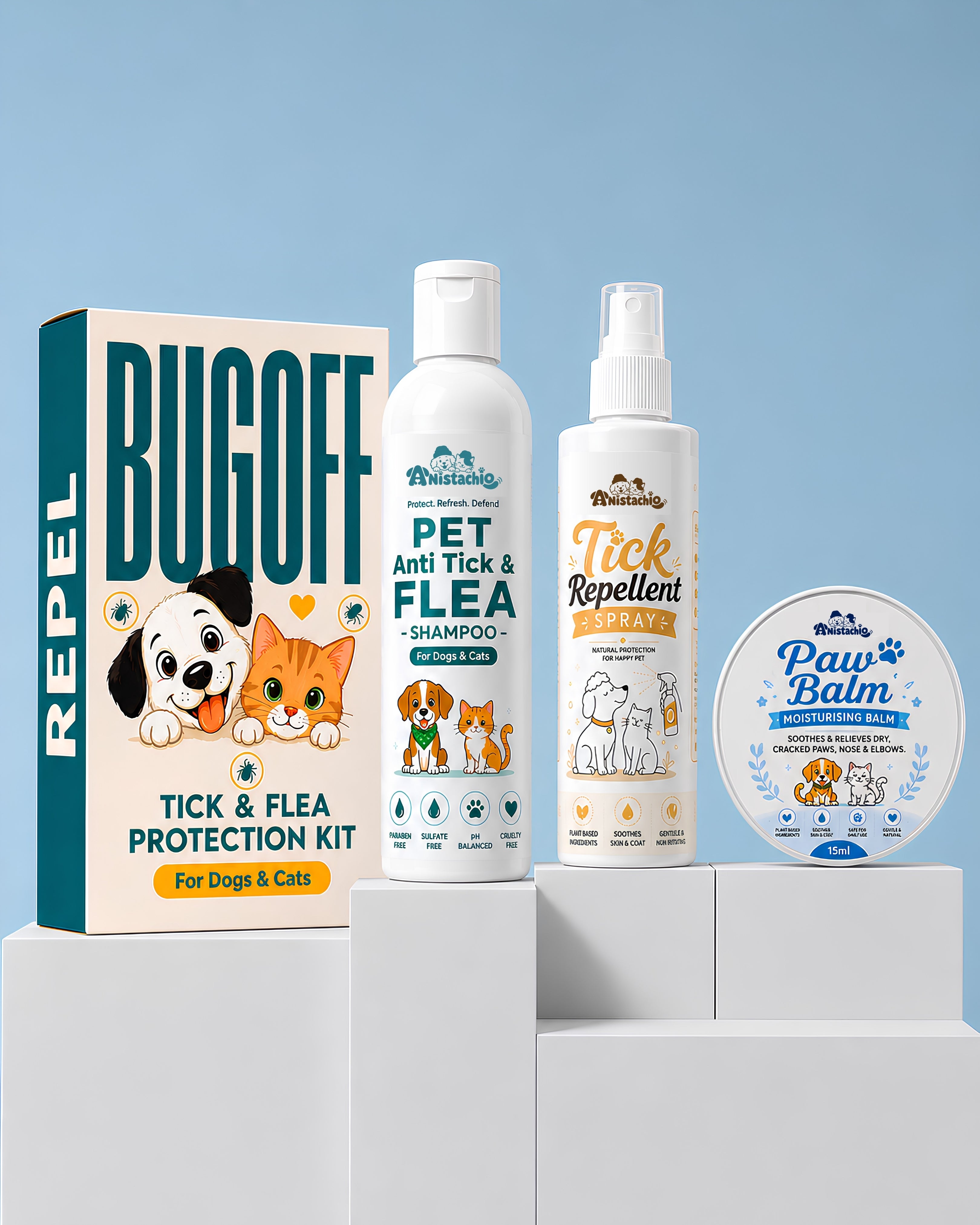 pet anti repellent grooming kit tick flea shampoo spray paw balm combo india anistachio