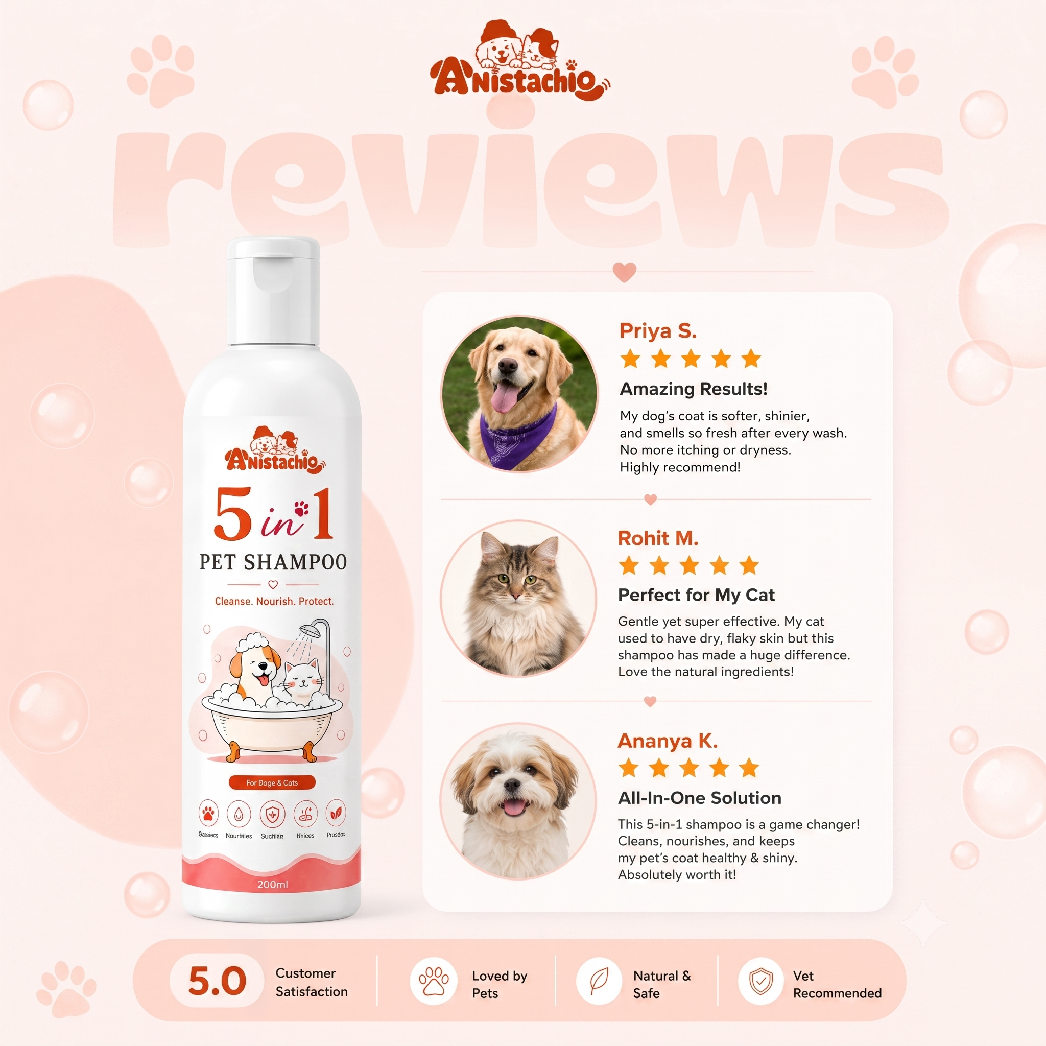 Anistachio Five in One Shampoo for Dogs & Cats
