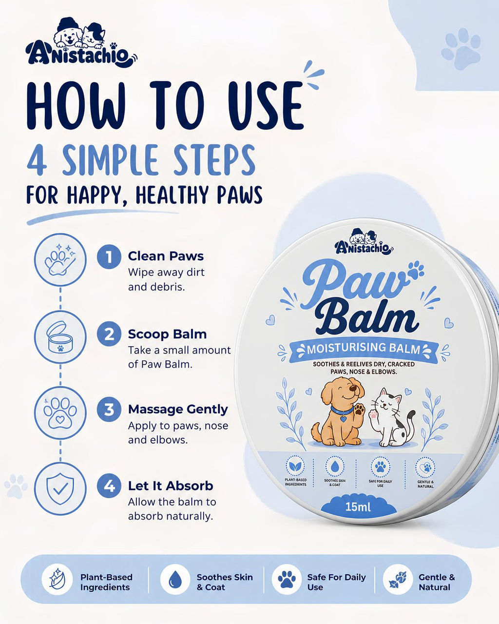 Anistachio Paw Balm | Pack of 3 | 15g Each