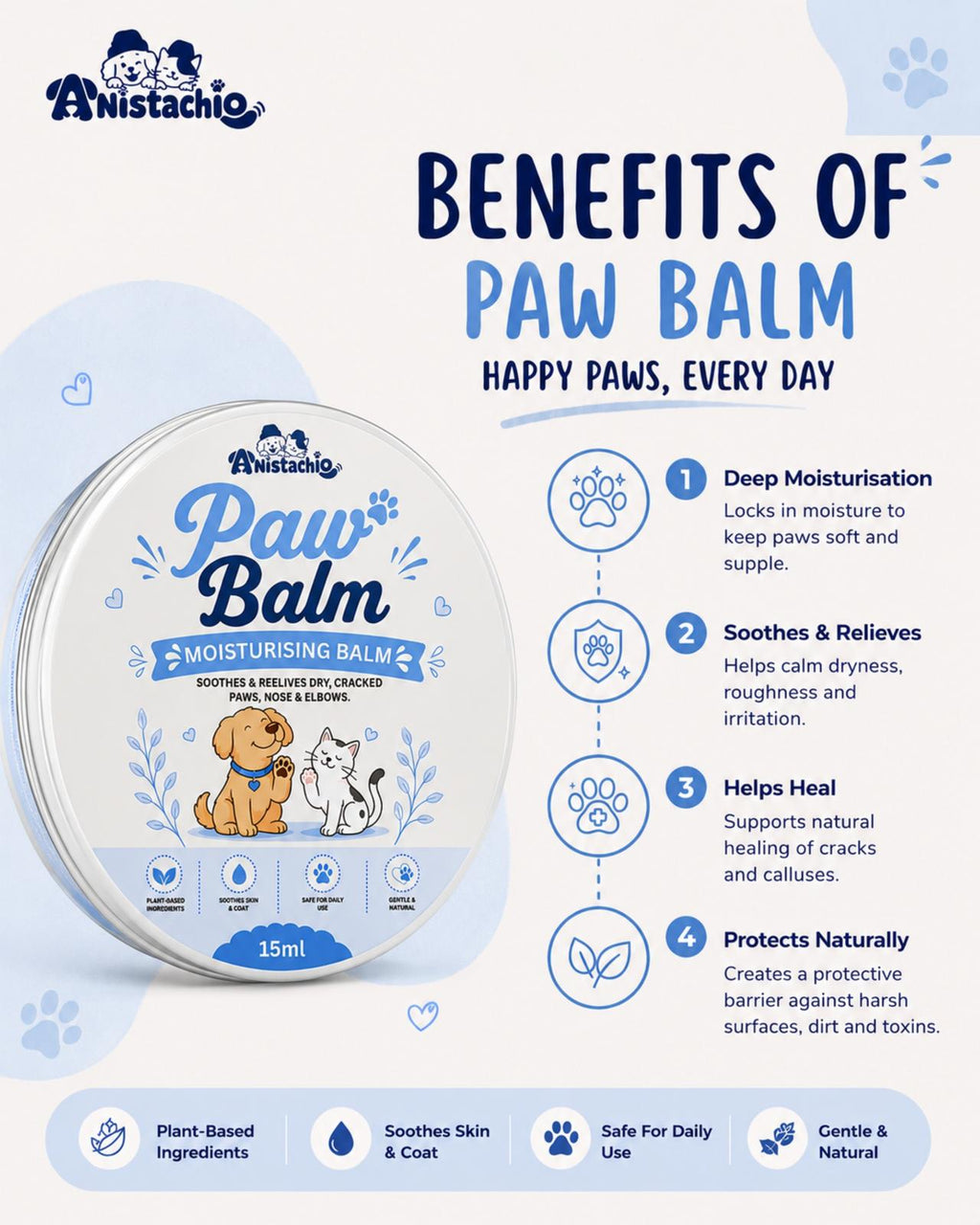 Anistachio Paw Balm | Pack of 3 | 15g Each
